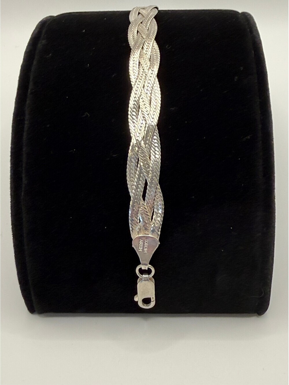 Sterling Silver Braided Herringbone Bracelet, made in Mexiso
